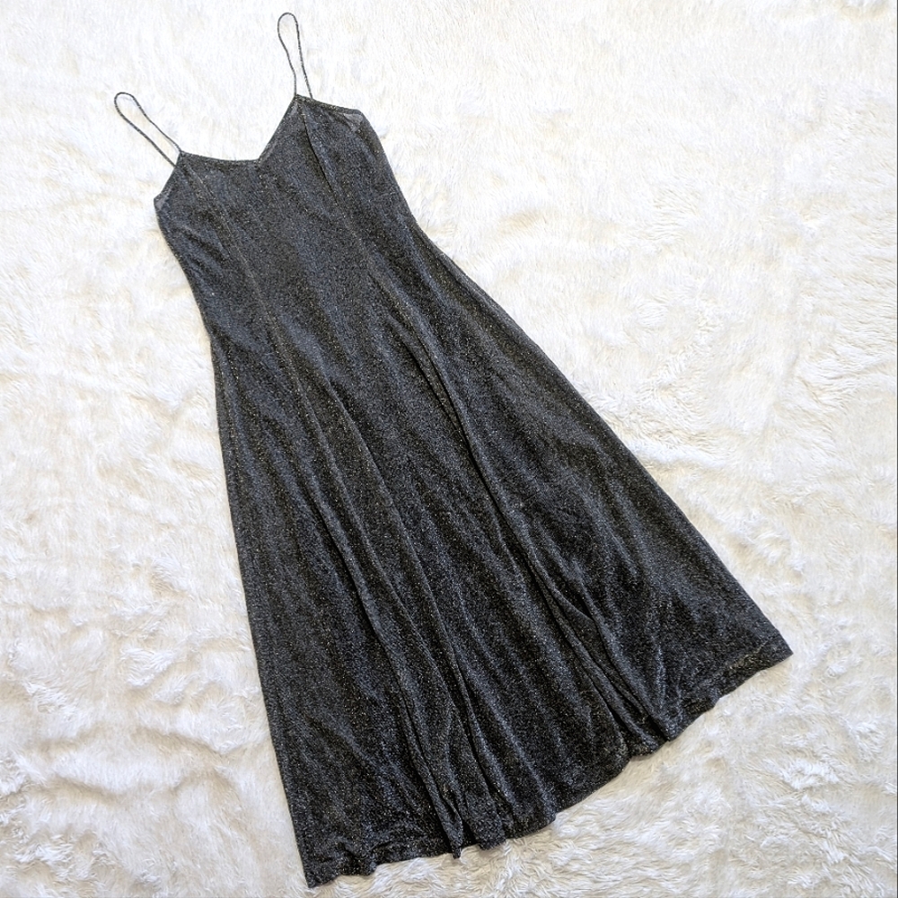 90s Lip Service Metallic Silver Formal Glam Goth Princess Seam Vtg Dress Medium